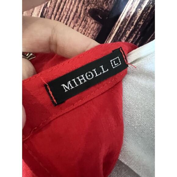 MIHOLL Women Sz L Red Burgandy Summer Casual Ruffle Loose Tiered Babydoll Dress - Picture 8 of 9